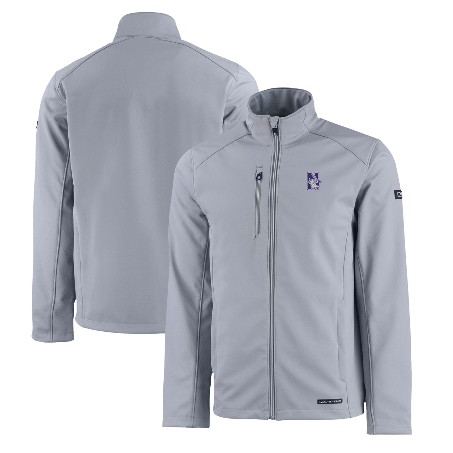 Men's Cutter & Buck  Gray Northwestern Wildcats Evoke Eco Softshell Recycled Full-Zip Jacket