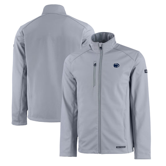 Men's Cutter & Buck  Gray Penn State Nittany Lions Evoke Eco Softshell Recycled Full-Zip Jacket