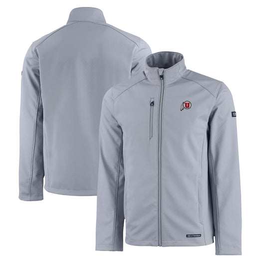 Men's Cutter & Buck  Gray Utah Utes Evoke Eco Softshell Recycled Full-Zip Jacket