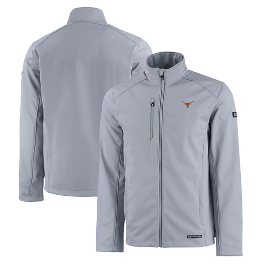 Men's Cutter & Buck  Gray Texas Longhorns Evoke Eco Softshell Recycled Full-Zip Jacket