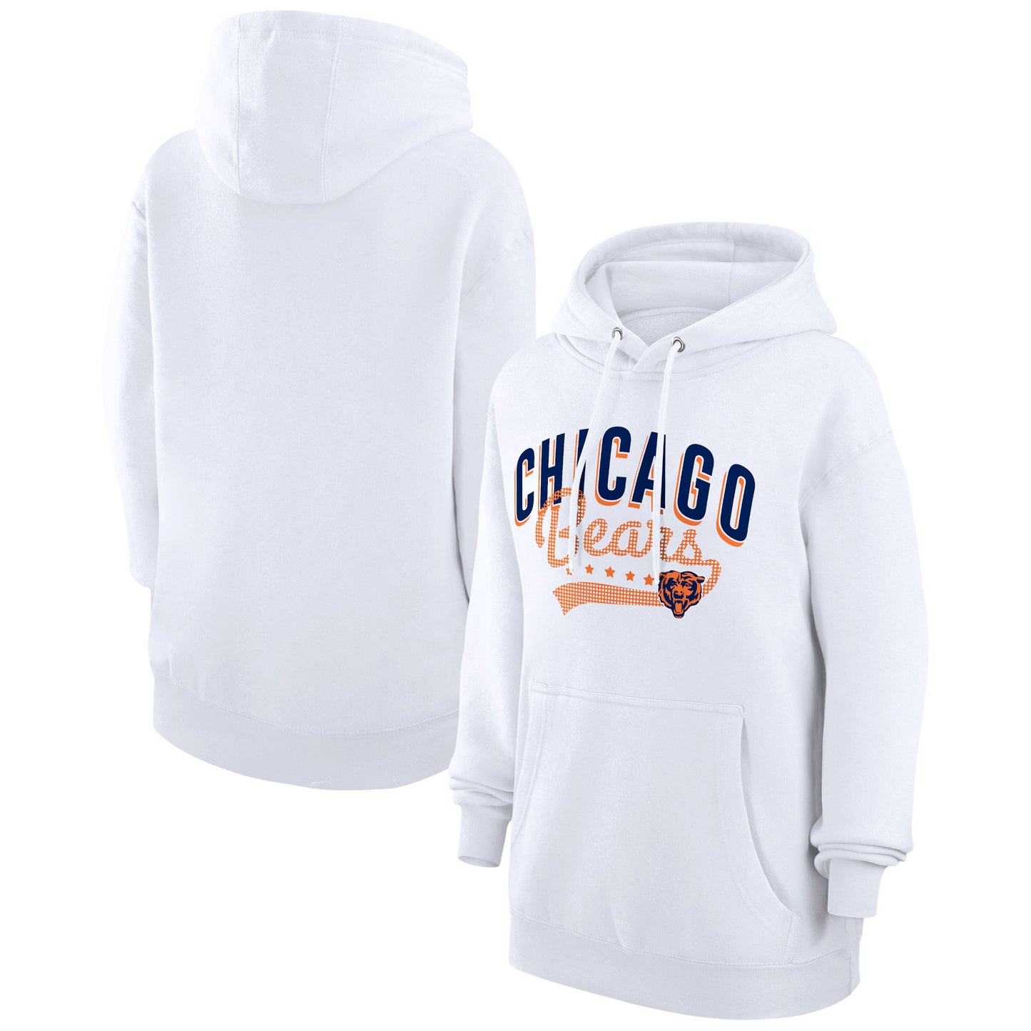 Women's G-III 4Her by Carl Banks  White Chicago Bears Filigree Logo Pullover Hoodie