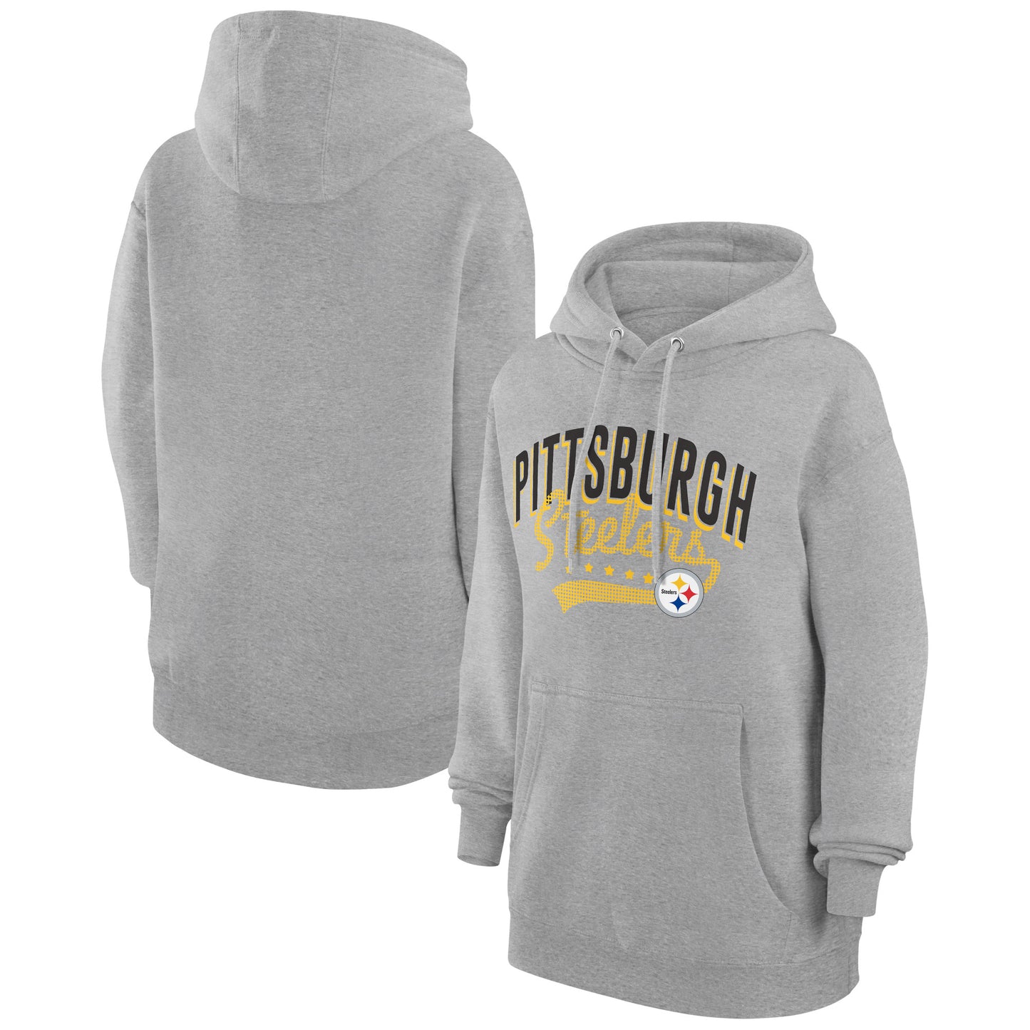 Women's G-III 4Her by Carl Banks  Heather Gray Pittsburgh Steelers Filigree Logo Pullover Hoodie