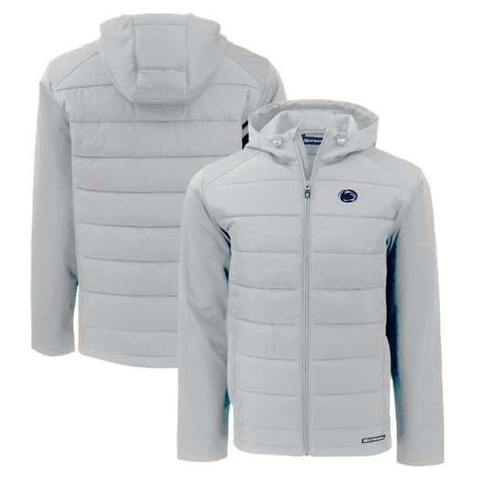 Men's Cutter & Buck  Gray Penn State Nittany Lions Evoke Hybrid Eco Softshell Recycled Full-Zip Hoodie