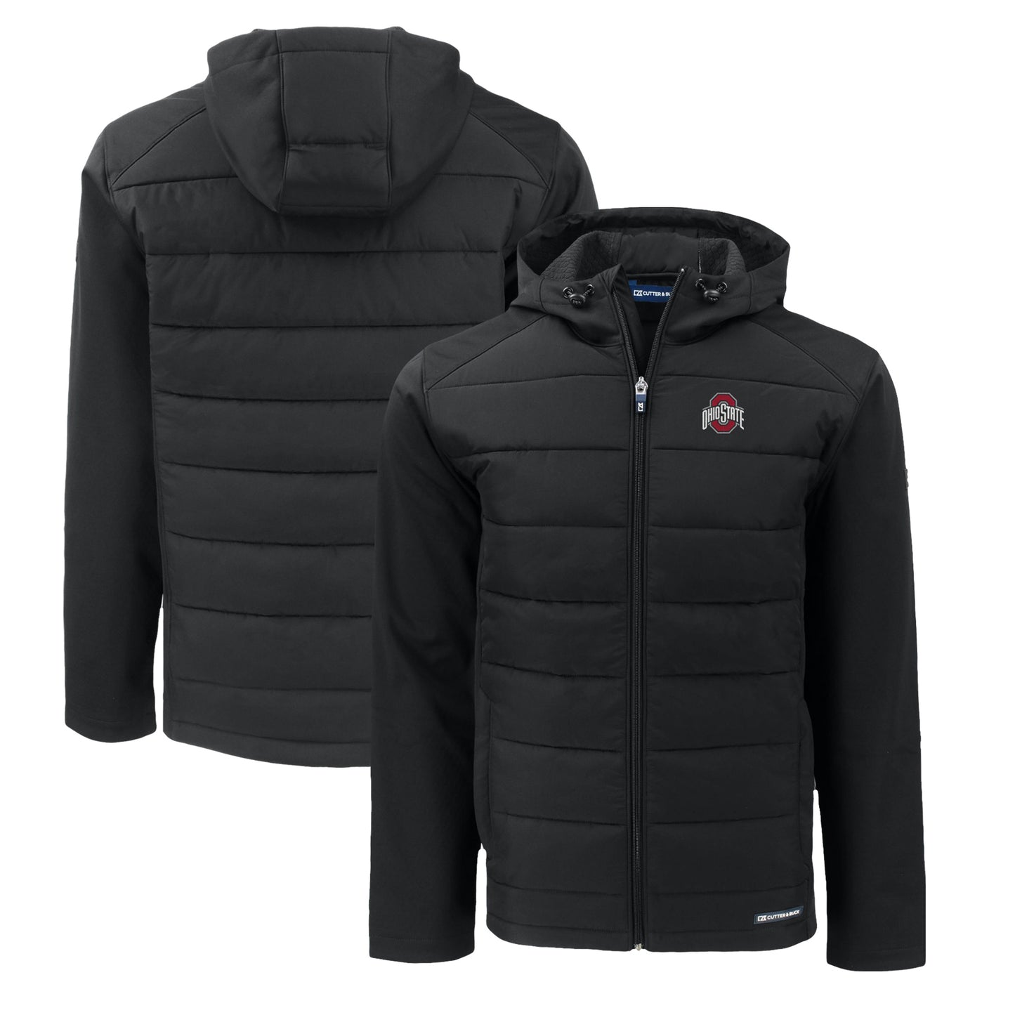 Men's Cutter & Buck  Black Ohio State Buckeyes Evoke Hybrid Eco Softshell Recycled Full-Zip Hoodie