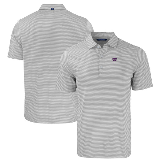 Men's Cutter & Buck  Gray/White Kansas State Wildcats Forge Eco Double Stripe Stretch Recycled Polo