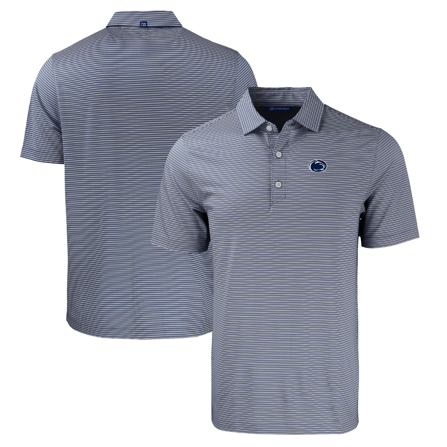 Men's Cutter & Buck  Navy/White Penn State Nittany Lions Forge Eco Double Stripe Stretch Recycled Polo