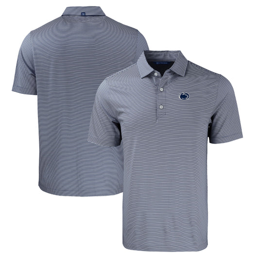 Men's Cutter & Buck  Navy/White Penn State Nittany Lions Forge Eco Double Stripe Stretch Recycled Polo