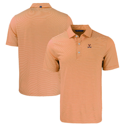 Men's Cutter & Buck  Orange Virginia Cavaliers Forge Eco Double Stripe Stretch Recycled Polo