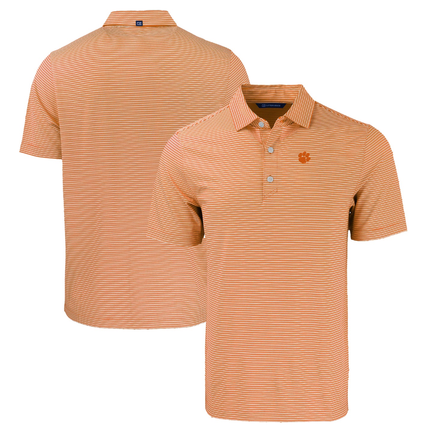 Men's Cutter & Buck  Orange Clemson Tigers Forge Eco Double Stripe Stretch Recycled Polo