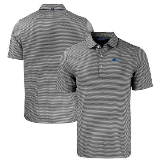 Men's Cutter & Buck  Black/White Florida Gators Forge Eco Double Stripe Stretch Recycled Polo