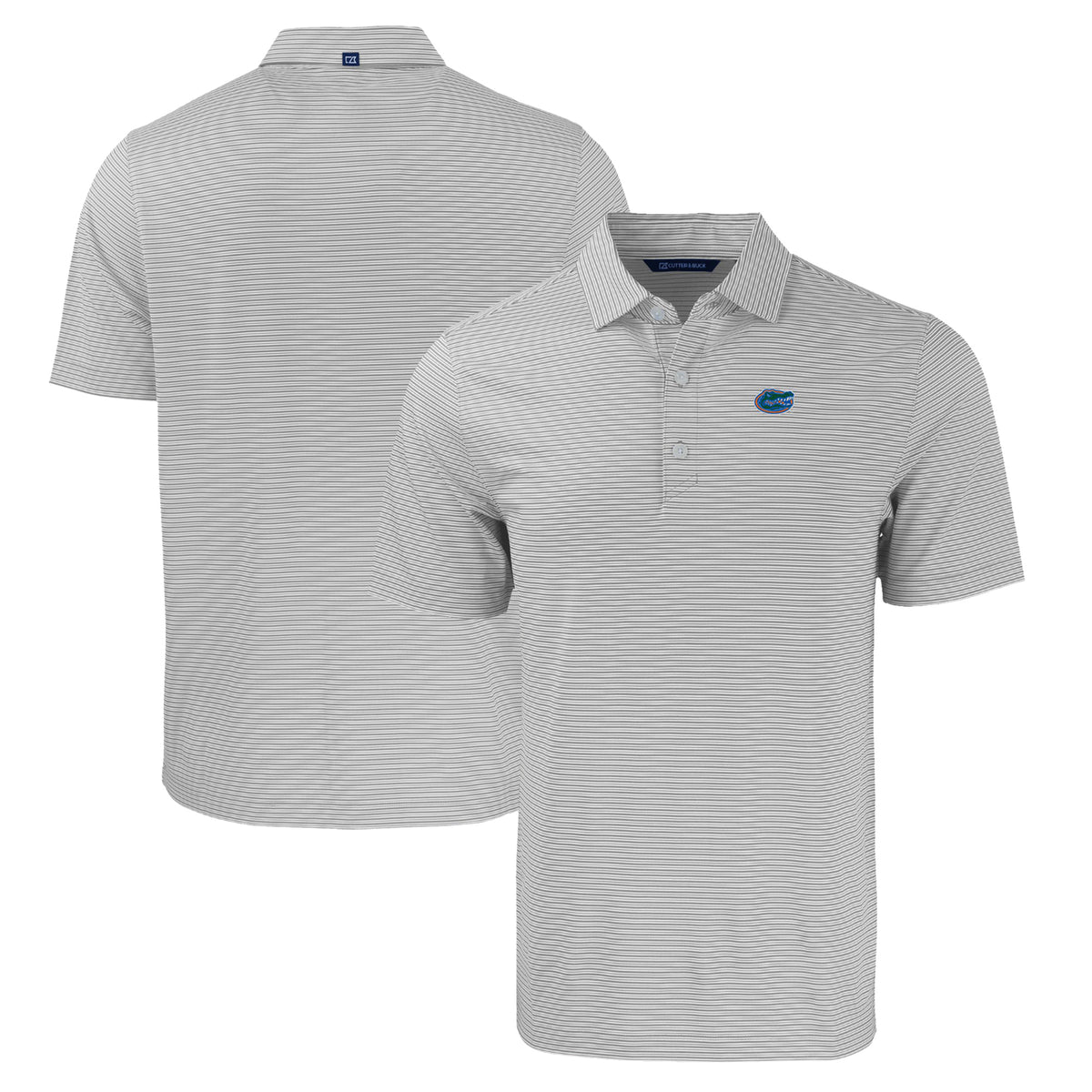 Men's Cutter & Buck  Gray/White Florida Gators Forge Eco Double Stripe Stretch Recycled Polo