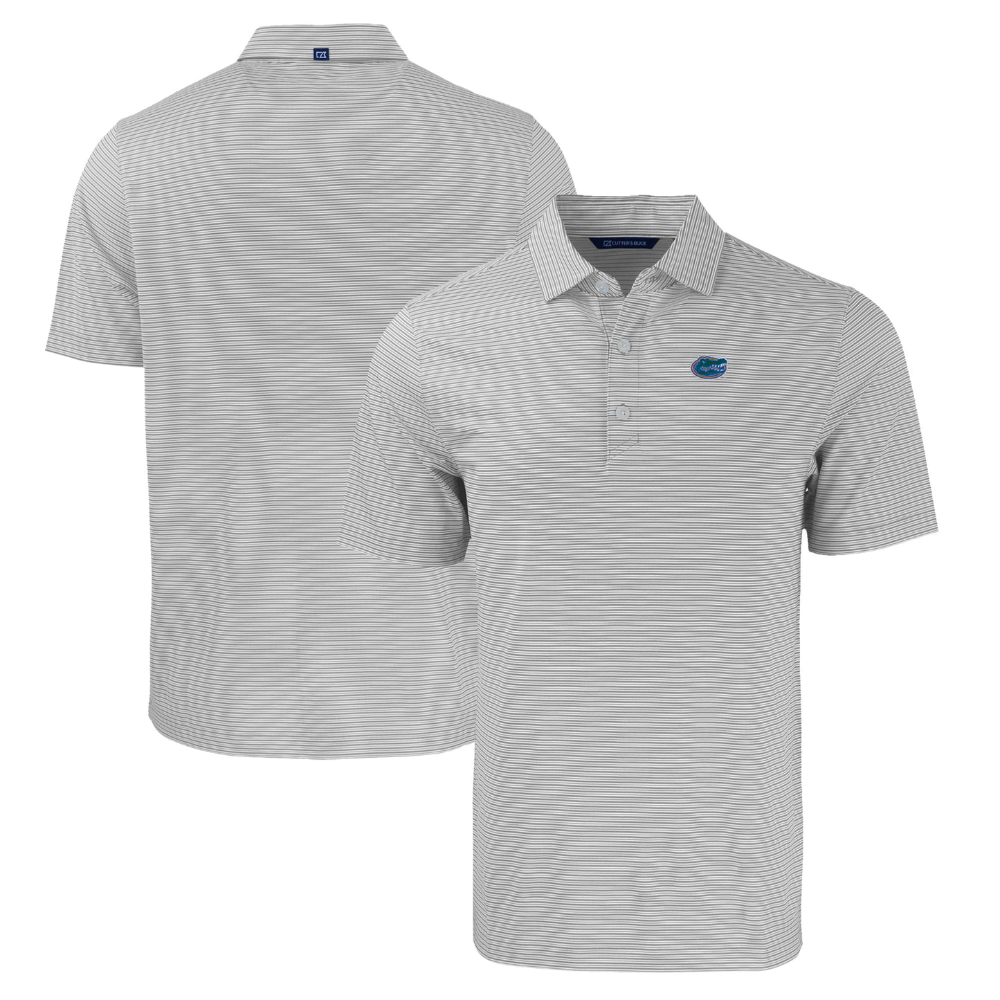 Men's Cutter & Buck  Gray/White Florida Gators Forge Eco Double Stripe Stretch Recycled Polo