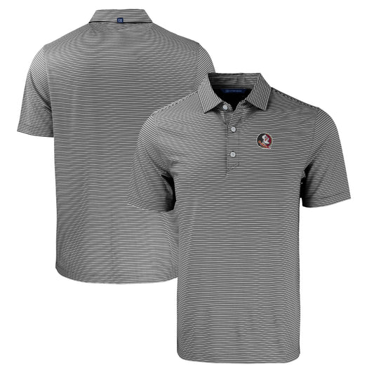 Men's Cutter & Buck  Black/White Florida State Seminoles Forge Eco Double Stripe Stretch Recycled Polo