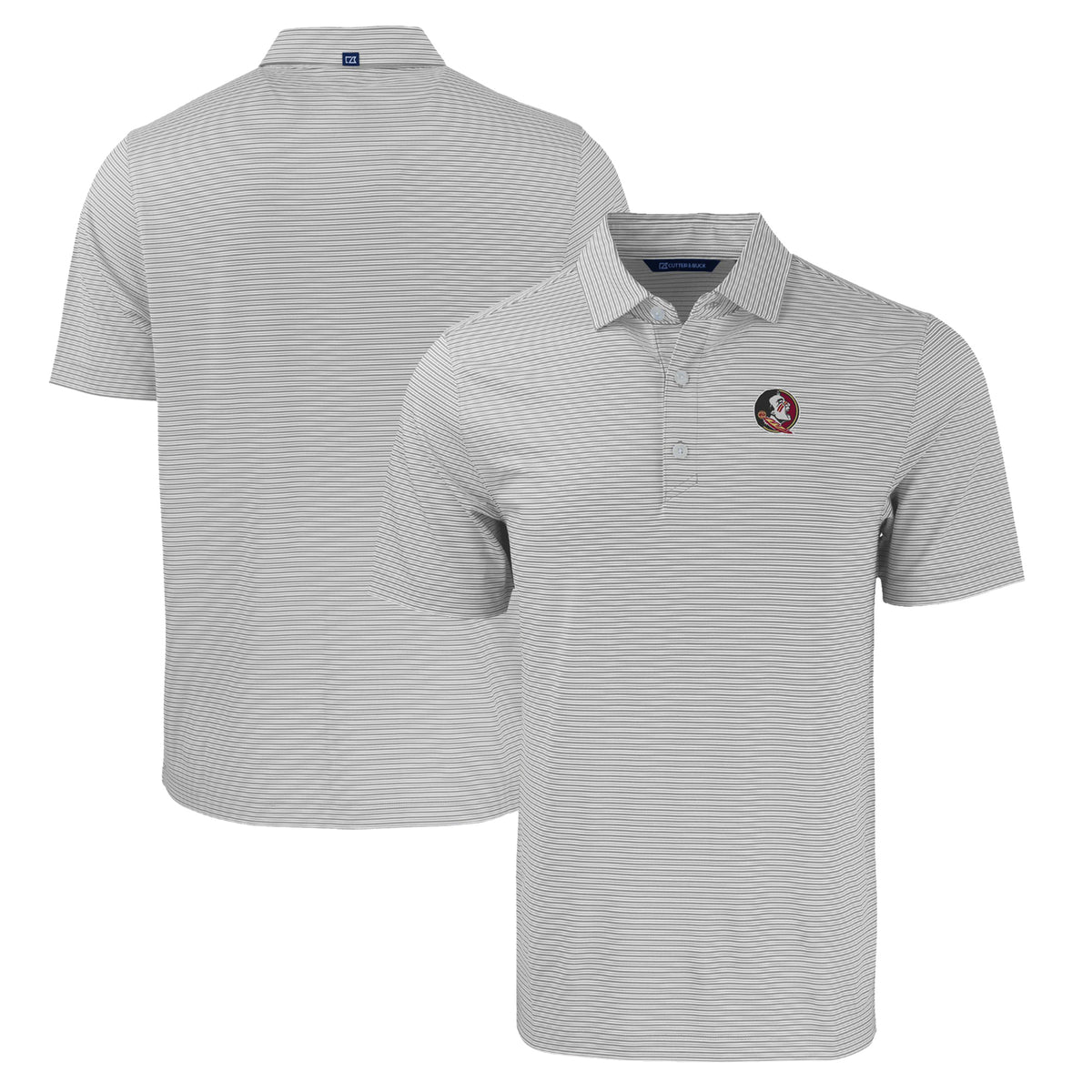 Men's Cutter & Buck  Gray/White Florida State Seminoles Forge Eco Double Stripe Stretch Recycled Polo