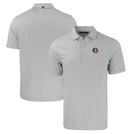 Men's Cutter & Buck  Gray/White Florida State Seminoles Forge Eco Double Stripe Stretch Recycled Polo