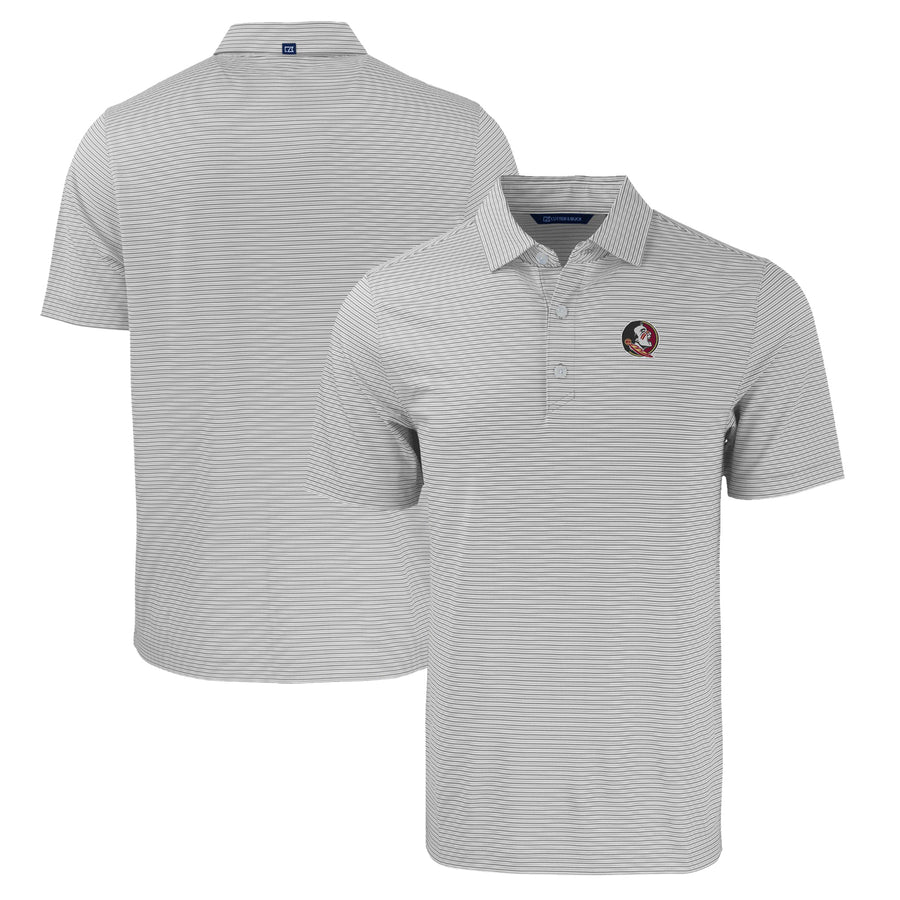 Men's Cutter & Buck  Gray/White Florida State Seminoles Forge Eco Double Stripe Stretch Recycled Polo