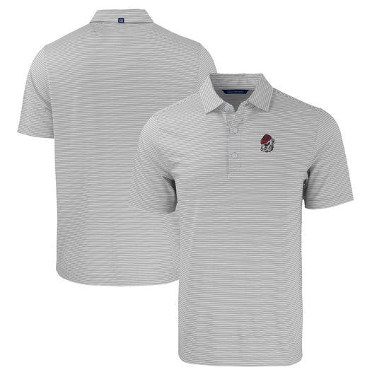 Men's Cutter & Buck  Gray/White Georgia Bulldogs Forge Eco Double Stripe Stretch Recycled Polo