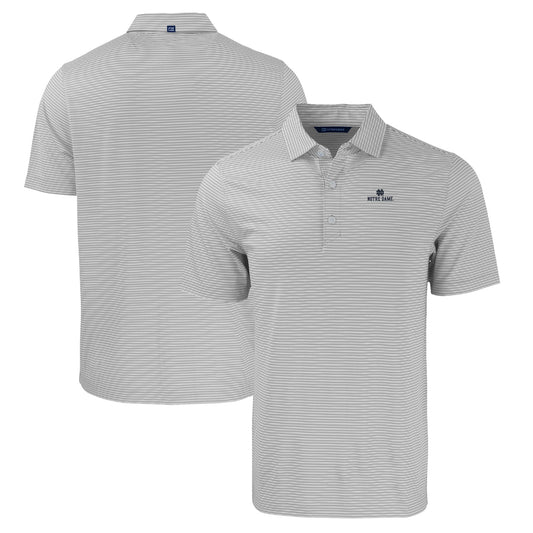 Men's Cutter & Buck  Gray/White Notre Dame Fighting Irish Forge Eco Double Stripe Stretch Recycled Polo