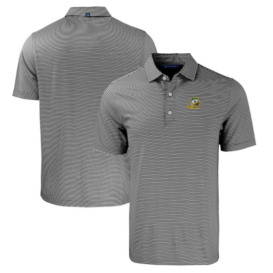 Men's Cutter & Buck  Black/White Oregon Ducks Forge Eco Double Stripe Stretch Recycled Polo