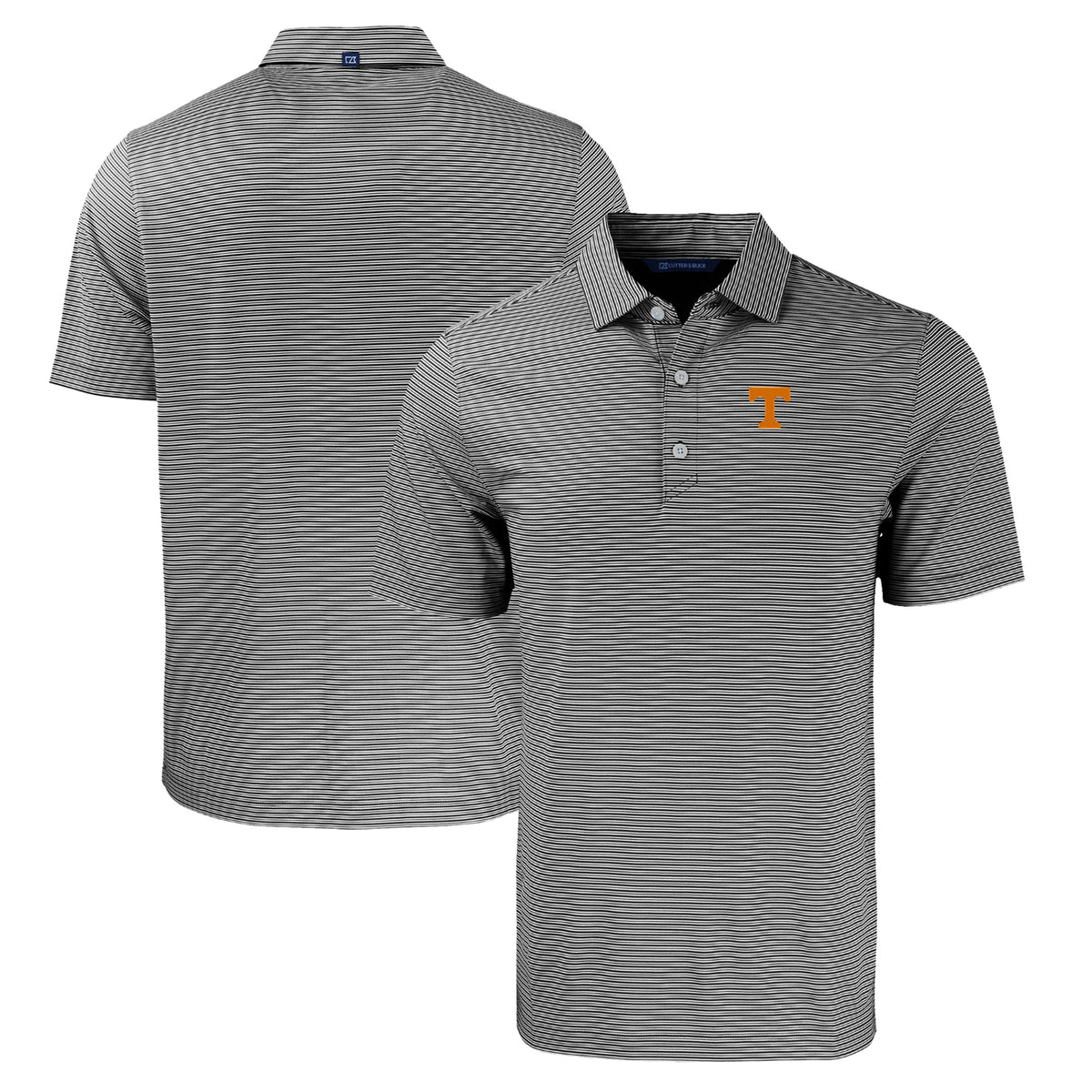 Men's Cutter & Buck  Black/White Tennessee Volunteers Forge Eco Double Stripe Stretch Recycled Polo
