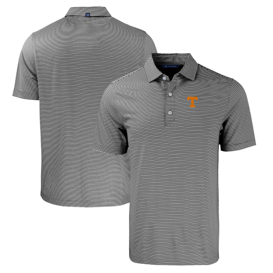 Men's Cutter & Buck  Black/White Tennessee Volunteers Forge Eco Double Stripe Stretch Recycled Polo