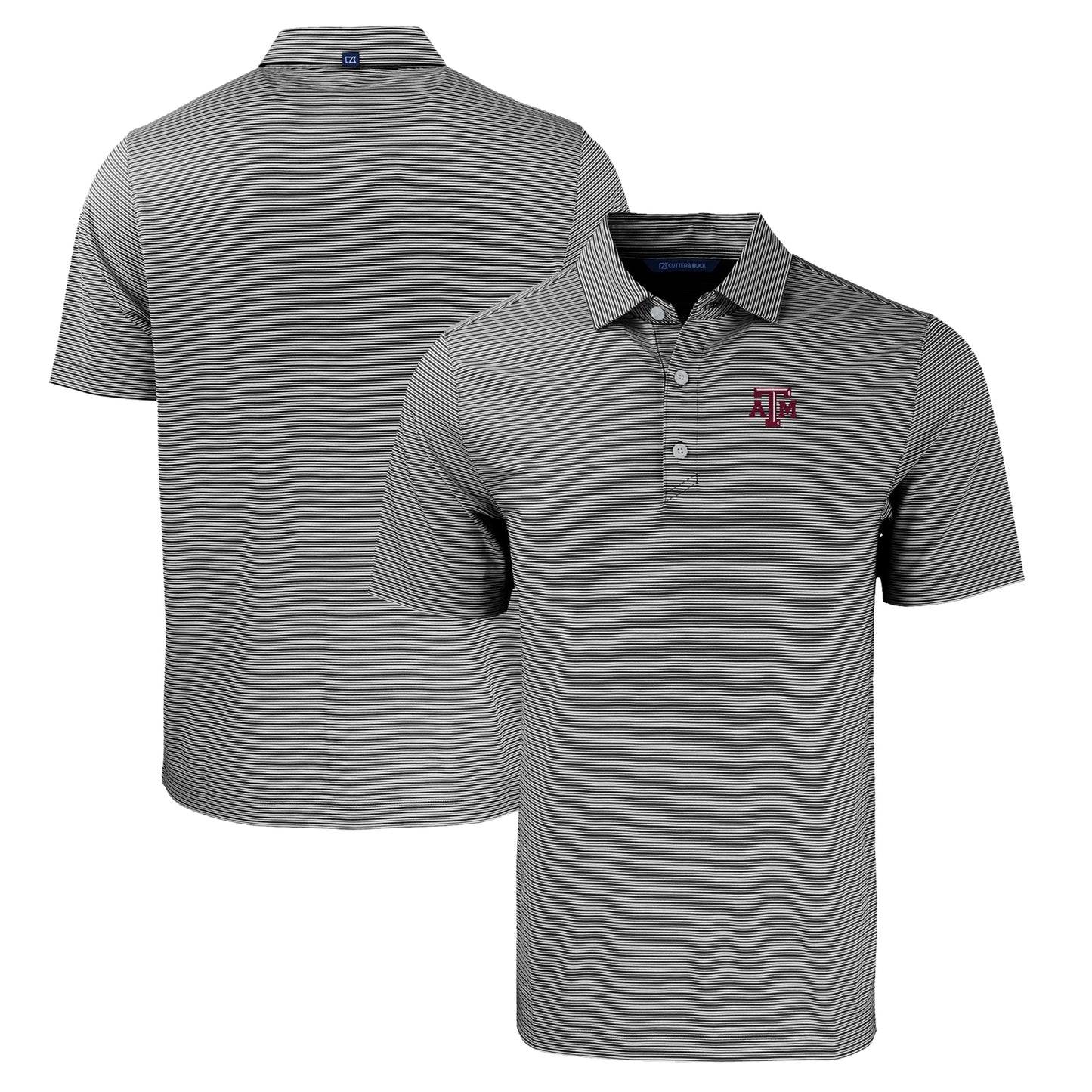 Men's Cutter & Buck  Black/White Texas A&M Aggies Forge Eco Double Stripe Stretch Recycled Polo