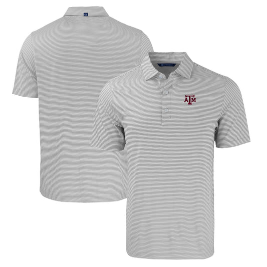 Men's Cutter & Buck  Gray/White Texas A&M Aggies Forge Eco Double Stripe Stretch Recycled Polo