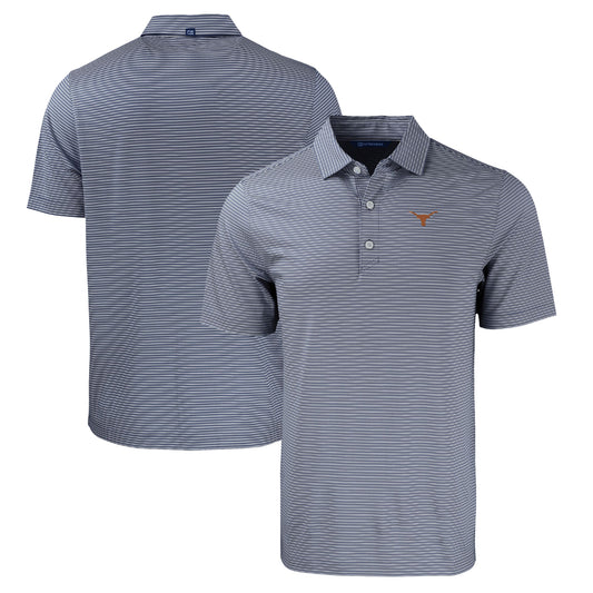 Men's Cutter & Buck  Navy/White Texas Longhorns Forge Eco Double Stripe Stretch Recycled Polo