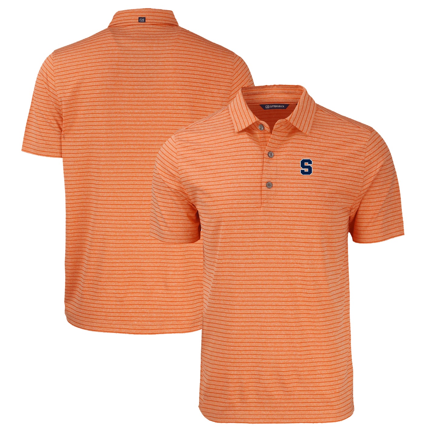 Men's Cutter & Buck  Heather Orange Syracuse Orange Forge Eco Heathered Stripe Stretch Recycled Polo