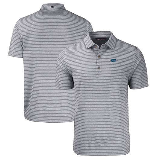 Men's Cutter & Buck  Heather Black Florida Gators Forge Eco Heathered Stripe Stretch Recycled Polo