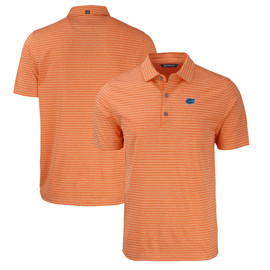Men's Cutter & Buck  Heather Orange Florida Gators Forge Eco Heathered Stripe Stretch Recycled Polo