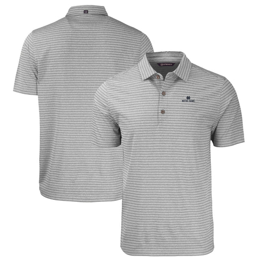 Men's Cutter & Buck  Heather Gray Notre Dame Fighting Irish Forge Eco Heathered Stripe Stretch Recycled Polo