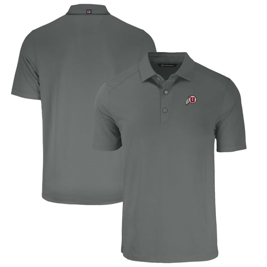 Men's Cutter & Buck Gray Utah Utes Forge Eco Stretch Recycled Polo