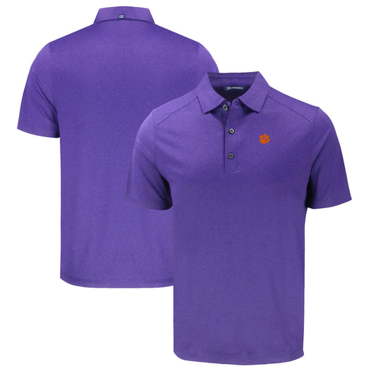 Men's Cutter & Buck Heather Purple Clemson Tigers Forge Eco Stretch Recycled Polo