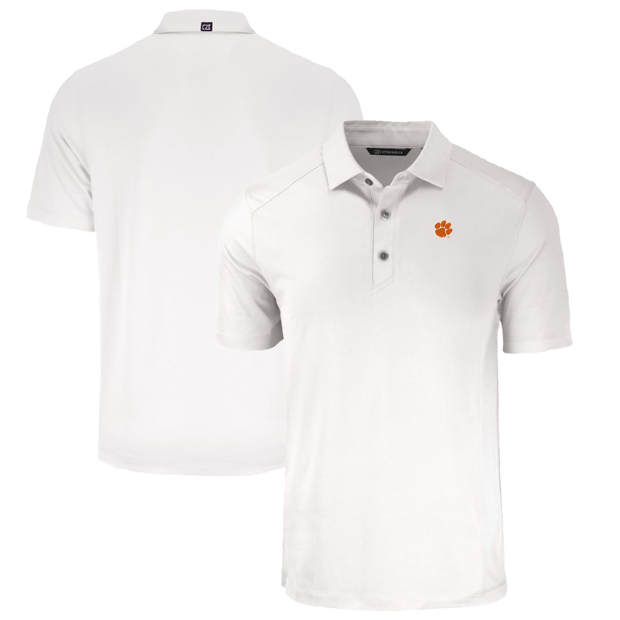 Men's Cutter & Buck White Clemson Tigers Forge Eco Stretch Recycled Polo