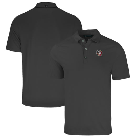 Men's Cutter & Buck Heather Black Florida State Seminoles Forge Eco Stretch Recycled Polo