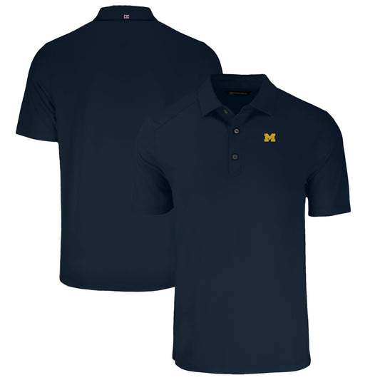 Men's Cutter & Buck Navy Michigan Wolverines Forge Eco Stretch Recycled Polo