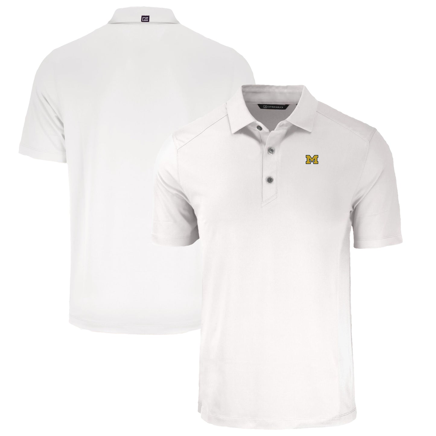 Men's Cutter & Buck White Michigan Wolverines Forge Eco Stretch Recycled Polo