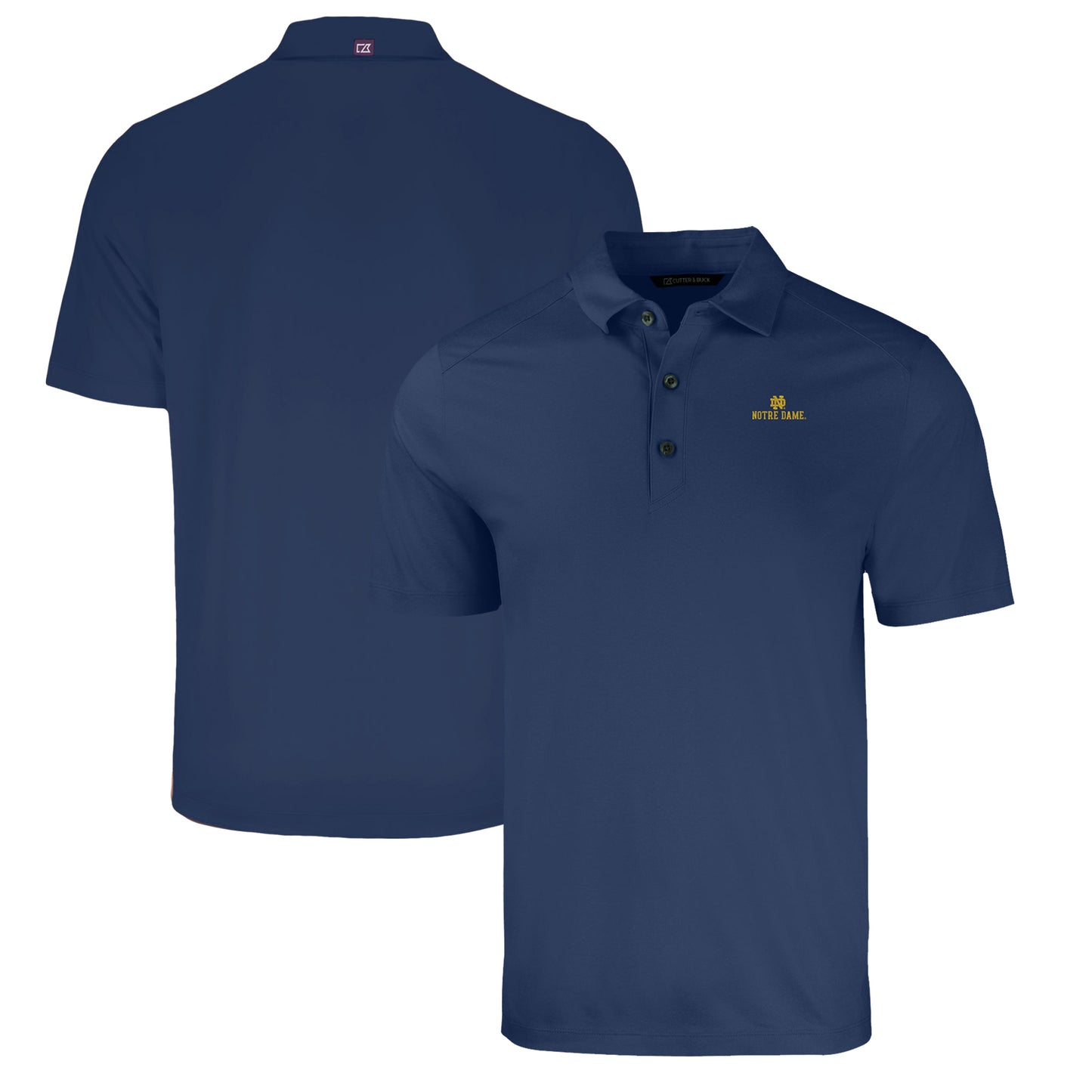 Men's Cutter & Buck Heather Navy Notre Dame Fighting Irish Forge Eco Stretch Recycled Polo