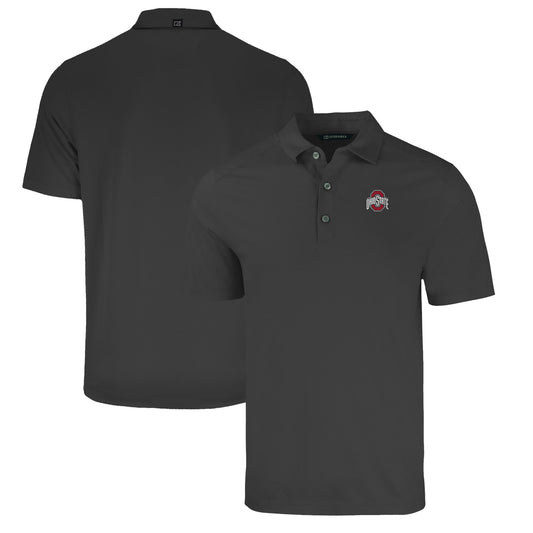 Men's Cutter & Buck Heather Black Ohio State Buckeyes Forge Eco Stretch Recycled Polo