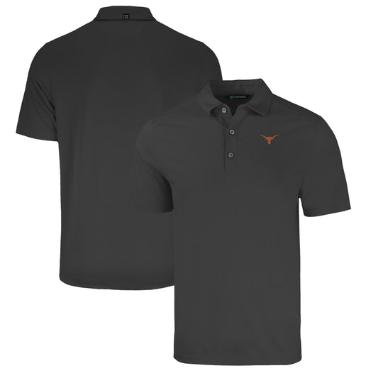 Men's Cutter & Buck Heather Black Texas Longhorns Forge Eco Stretch Recycled Polo