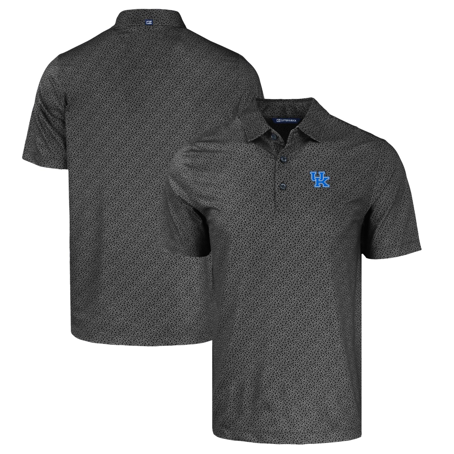 Men's Cutter & Buck Black Kentucky Wildcats Pike Eco Pebble Print Stretch Recycled Polo