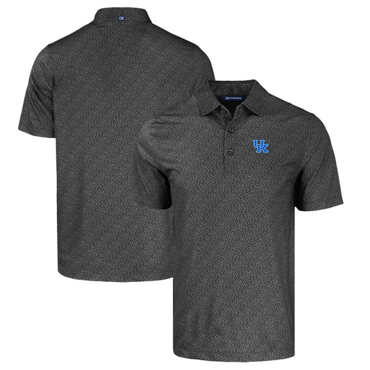 Men's Cutter & Buck Black Kentucky Wildcats Pike Eco Pebble Print Stretch Recycled Polo