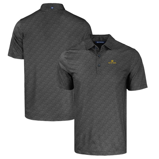 Men's Cutter & Buck Black Notre Dame Fighting Irish Pike Eco Pebble Print Stretch Recycled Polo