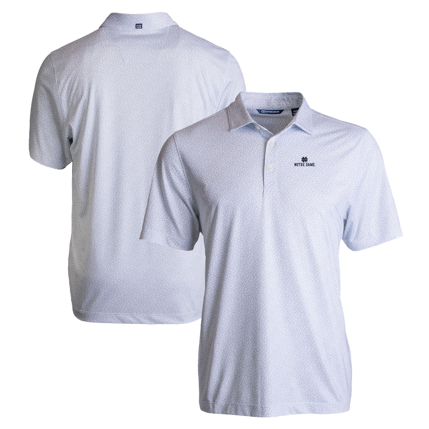 Men's Cutter & Buck White Notre Dame Fighting Irish Pike Eco Pebble Print Stretch Recycled Polo
