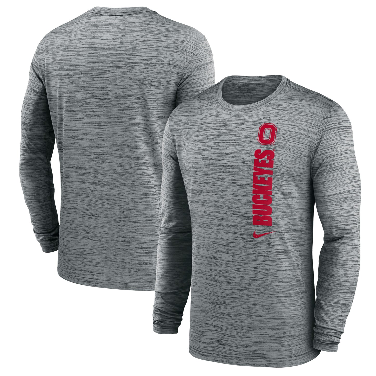 Men's Nike Heather Gray Ohio State Buckeyes 2024 Sideline Velocity Performance Long Sleeve T-Shirt