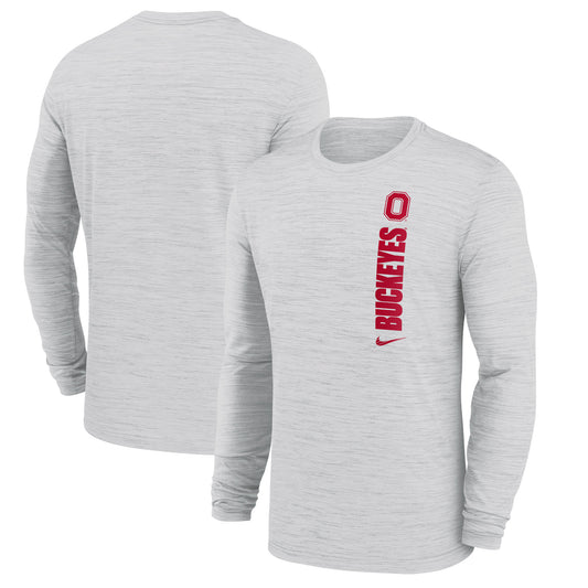 Men's Nike White Ohio State Buckeyes 2024 Sideline Velocity Performance Long Sleeve T-Shirt