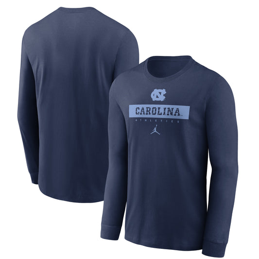 Men's Jordan Brand Navy North Carolina Tar Heels 2024 Sideline Legend Performance Long Sleeve T-Shirt