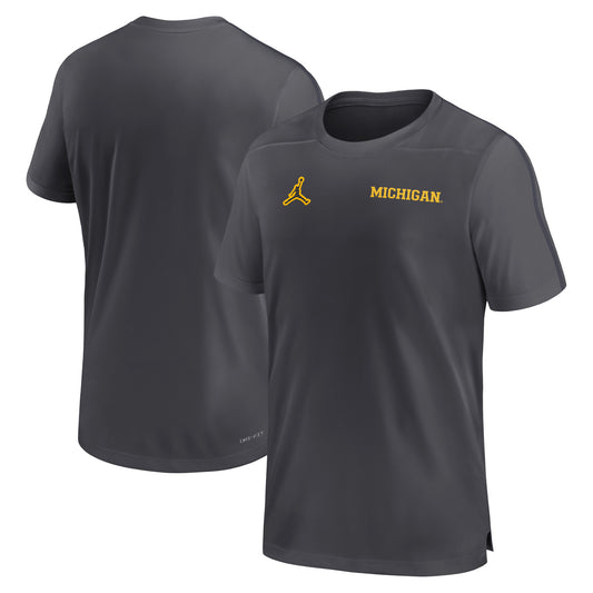 Men's Jordan Brand Anthracite Michigan Wolverines 2024 Sideline Coach Performance Top