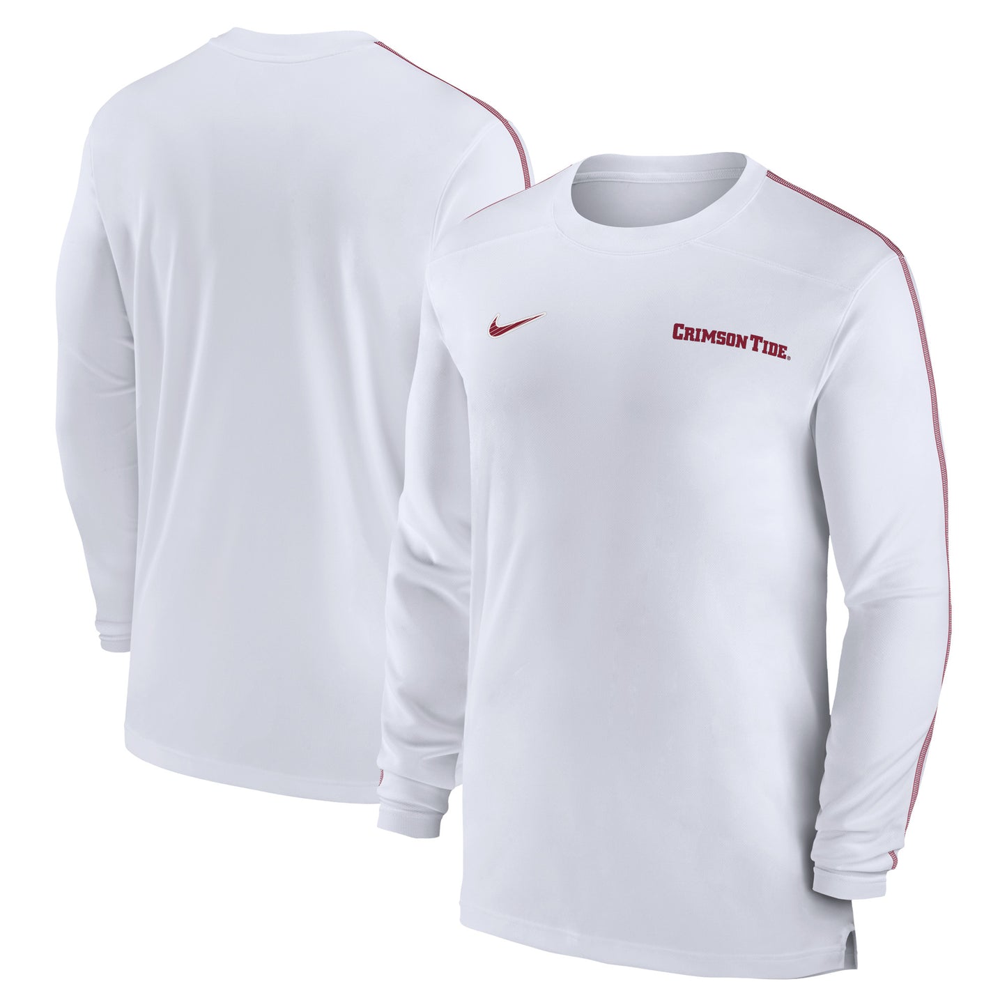 Men's Nike White Alabama Crimson Tide 2024 Sideline Coach UV Performance Long Sleeve T-Shirt